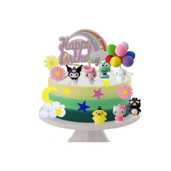36pcs Kitty Cake Topper Rainbow Balloon Hello kuromi Birthday Party Cake Decorat - Picture 4 of 5